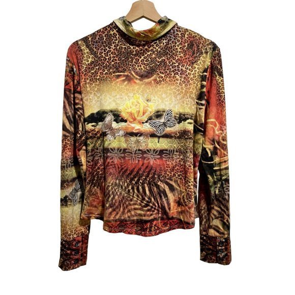 BOHO CHIC Y2K STYLE‎ FRONT KNOT BUTTON DOWN WOMAN'S TOP SIZE XL G1 - Picture 3 of 7